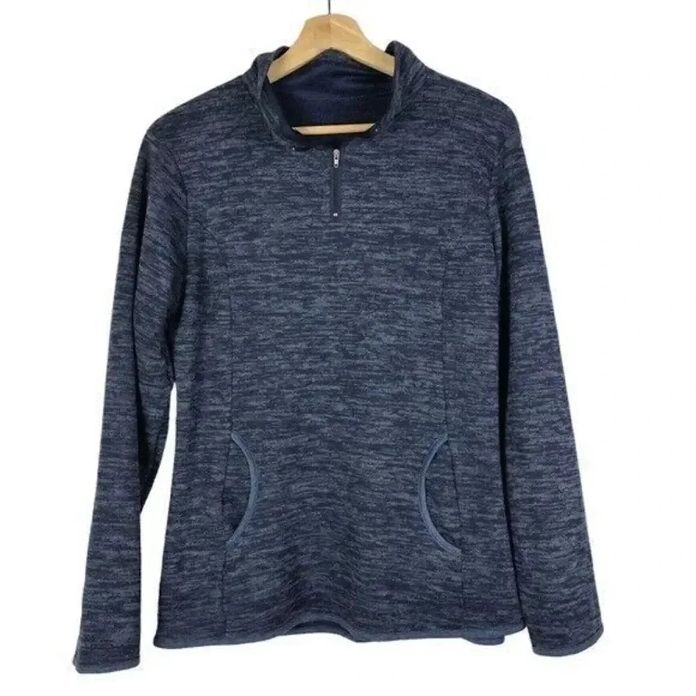Boutique Heather Blue Knit Quarter Zip Pullover Sweatshirt M